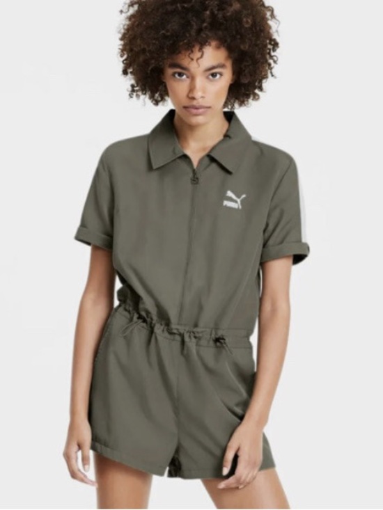 Puma Pants - PUMA Classic Woven Utility Jumpsuit Deep Lichen Olive Green Women’s Size Medium